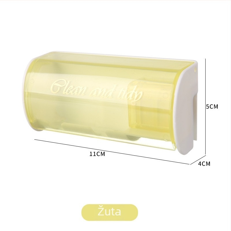 Zidni držač četkica bez bušenja, s poklopcem, dozatorom za pastu, 2 pretinca, plastični