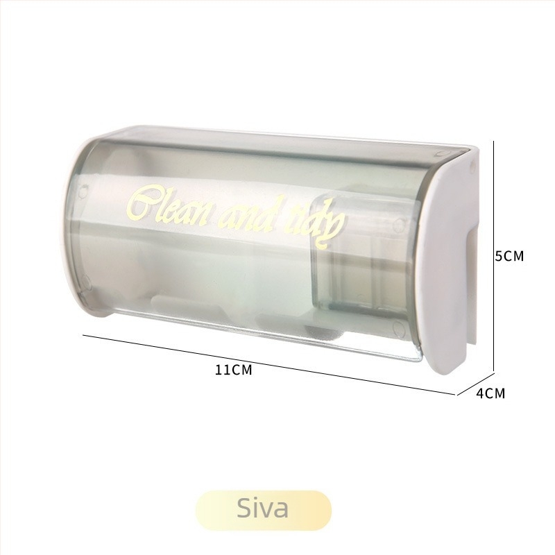 Zidni držač četkica bez bušenja, s poklopcem, dozatorom za pastu, 2 pretinca, plastični