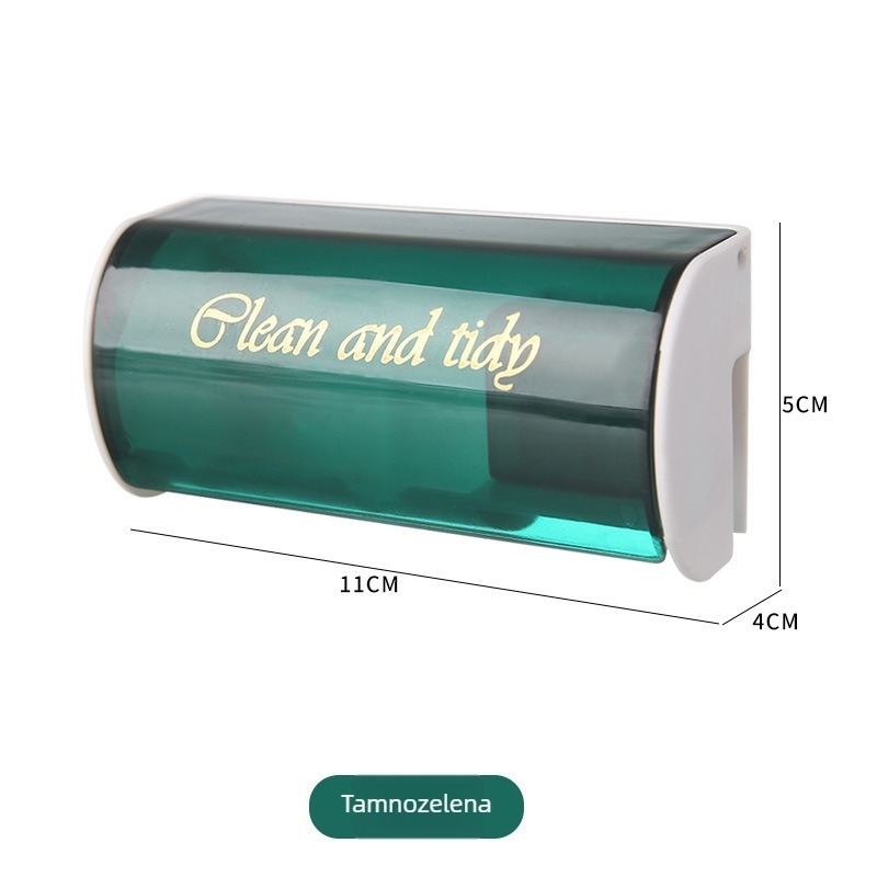 Zidni držač četkica bez bušenja, s poklopcem, dozatorom za pastu, 2 pretinca, plastični