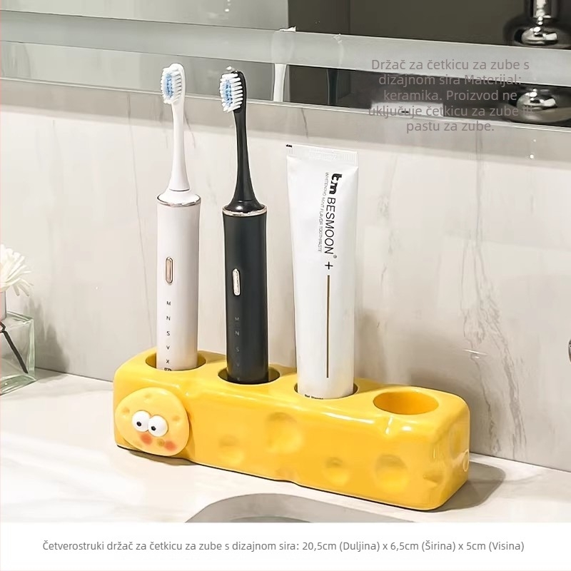 Držač četkica za zube s montažom bez bušenja, plastični, 2 pretince, model nlysj