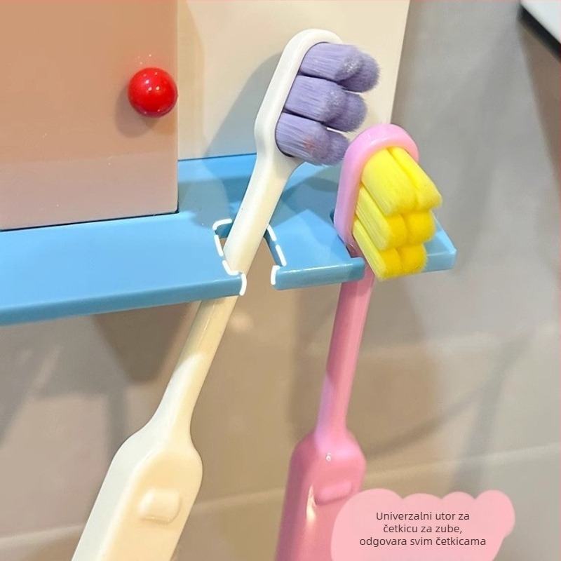Dopamine Little House držač četkice za zube, zidni s usisnom čašom, bez bušenja, PP materijal, kupaonica