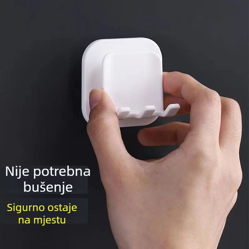 Držač za četkicu i čašicu za ispiranje, zidni, bez bušenja, plastični organizator kupaonice