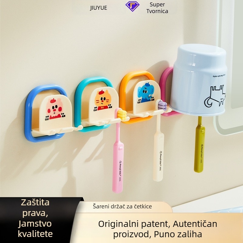 Zidni držač četkica za zube s usisnim navijanjem – bez bušenja, kupaonica, skladište za dječje električne četkice (ABS+PET)