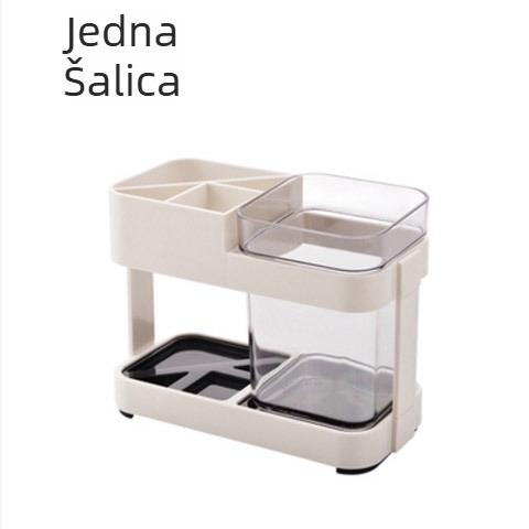 Držač za četkicu i čašu za ispiranje 2-in-1, bez bušenja, plastika, Fast Dijia