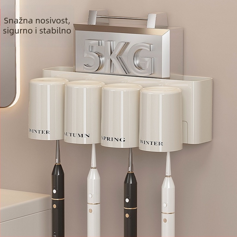 Kitchen Trend Držač četkice za zube - zidni, bez bušenja, plastični, dozator paste za zube