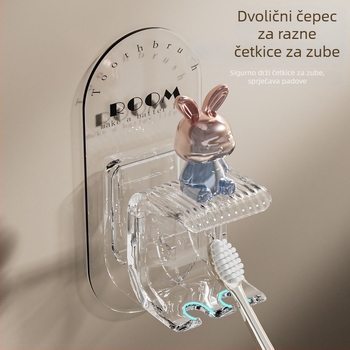 Joy zidni držač četkice za zube s čašom – bez bušenja, montaža pomoću usisne čaše, plastika, mogućnost prilagodbe