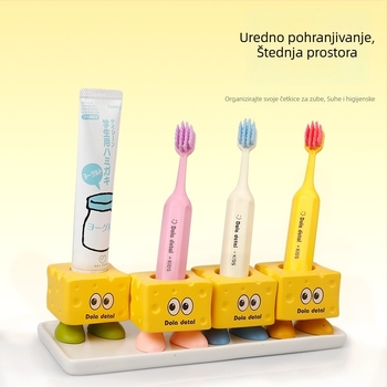 Držač četkice za djecu – oblik sira, od smole, montaža bez bušenja, skladištenje, mogućnost tiskanja logotipa
