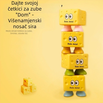Držač četkice za djecu – oblik sira, od smole, montaža bez bušenja, skladištenje, mogućnost tiskanja logotipa