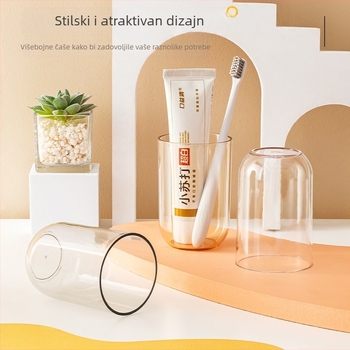 Zidni držač četkica za zube s čašom za ispiranje usta — set bez bušenja