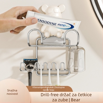 Držač četkice za zube od nehrđajućeg čelika, zidni s vakuumom, bez bušenja, kupaonica