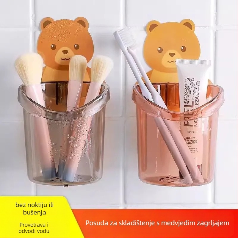Držač četkice za zube, zidni, bez bušenja, s odvodom, plastični