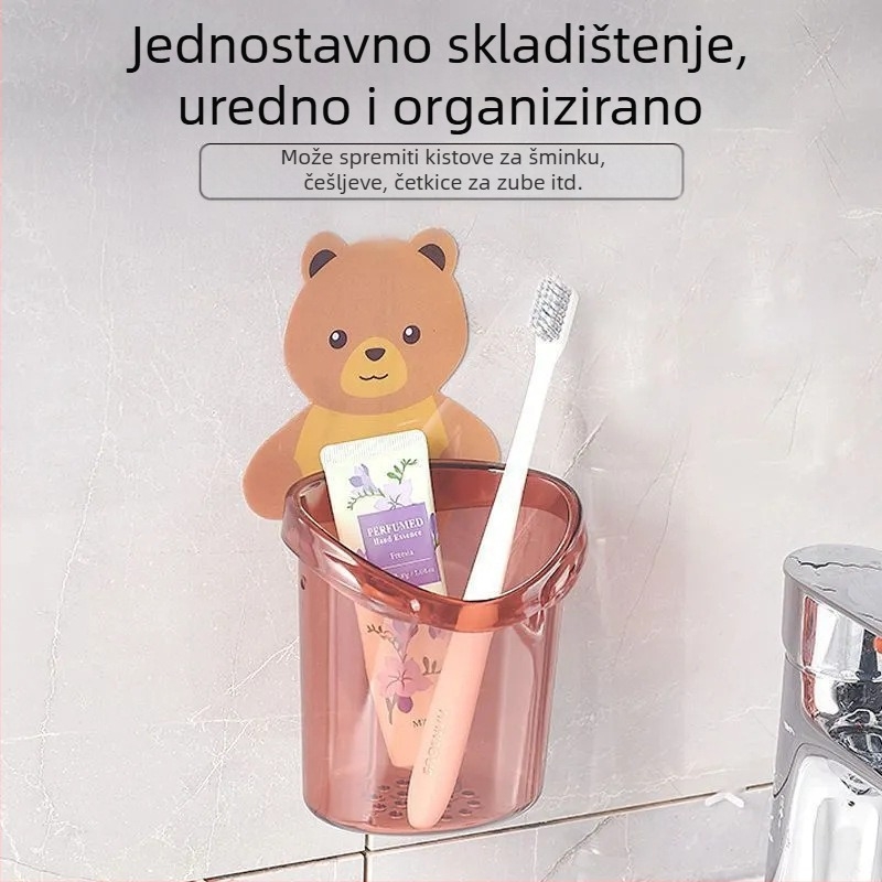 Držač četkice za zube, zidni, bez bušenja, s odvodom, plastični