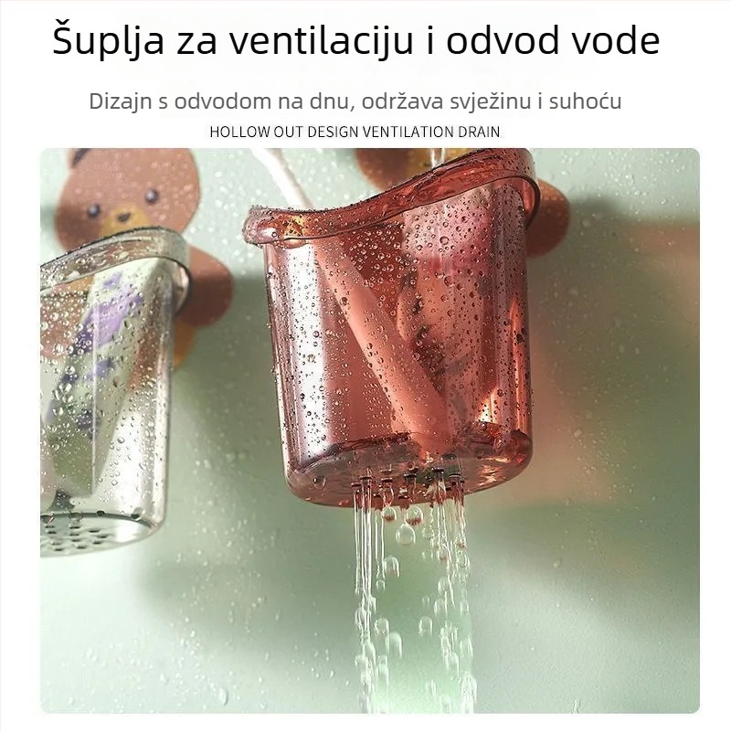 Držač četkice za zube, zidni, bez bušenja, s odvodom, plastični
