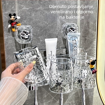 Držač za četkice za zube sa UV sterilizacijom, zidni usisni nosač, prilagodljiv, dolazi s čašom za četkice i držačem za pastu