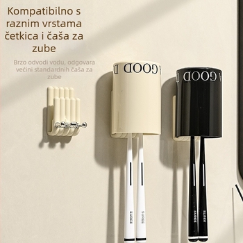 Zidni držač za električne četkice za zube, bez bušenja, plastični, s čašom za ispiranje, Thunder brend