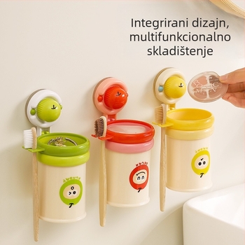 Zidni držač četkice za zube s usisnom čašom za ispiranje usta - ABS plastika
