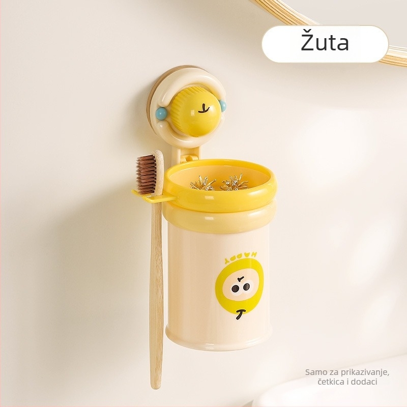 Zidni držač četkice za zube s usisnom čašom za ispiranje usta - ABS plastika