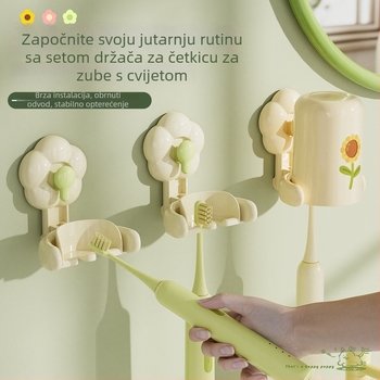 Set držača četkice za zube sa suction cupom za kupaonicu, ABS, bez bušenja, s čašicom za ispiranje, 90 komada