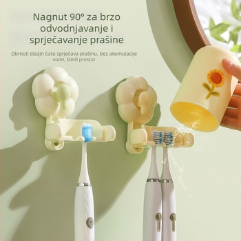 Set držača četkice za zube sa suction cupom za kupaonicu, ABS, bez bušenja, s čašicom za ispiranje, 90 komada