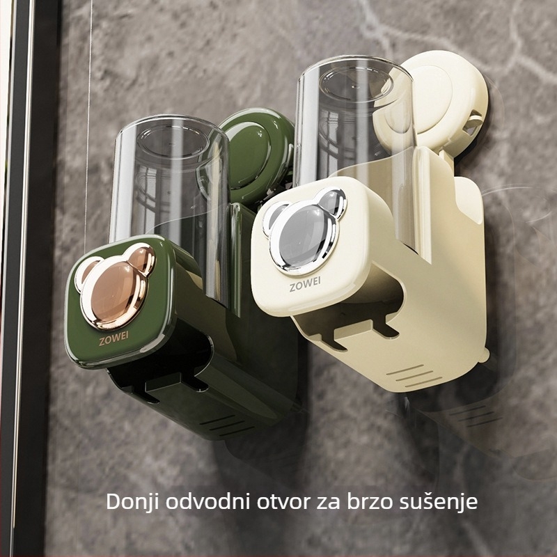 Držač za četkice za zube – 3u1, lagani luksuz, s usisnim držačem i čašom za ispiranje, 60 komada