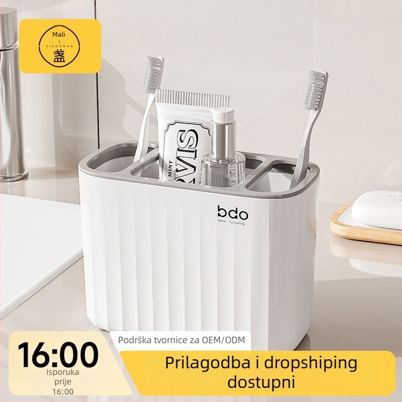 Set držača četkica za zube za kućnu upotrebu — plastični skladište, zidni ili podni stojeći, bez bušenja, mogućnost ispisa logotipa