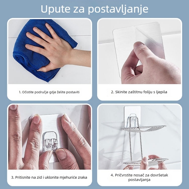 Metalni držač sapuna za zid, bez bušenja, s odvodom vode, za kupaonicu
