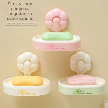 Zidni držač sapuna s vakuumskom i odvodnim pladnjem – ABS materijal