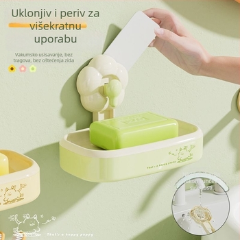 Cvjetni držač sapuna sa vakuumom za zid, kupaonica, perforirani odvod, dvostruki držač za pohranu, plastika, marka Yumu