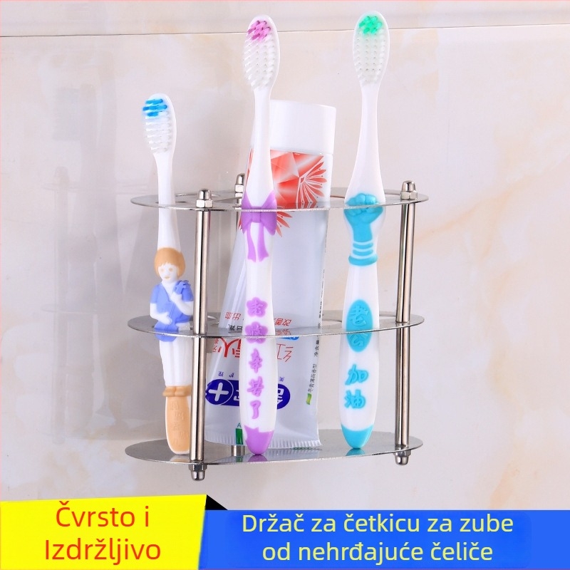 Jesbo držač četkica za zube, metalni, zidni s ugrađenim nosačem, s tiskanim logom