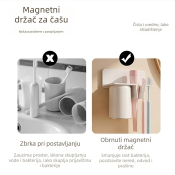 Držač za četkicu za zube sa usisnom čašom, ABS materijal, skladištenje