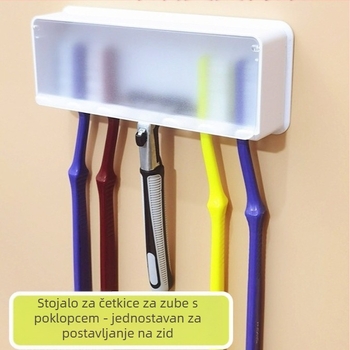 Držač za četkicu za zube s poklopcem, zidni bez bušenja, kupaonica, za djecu