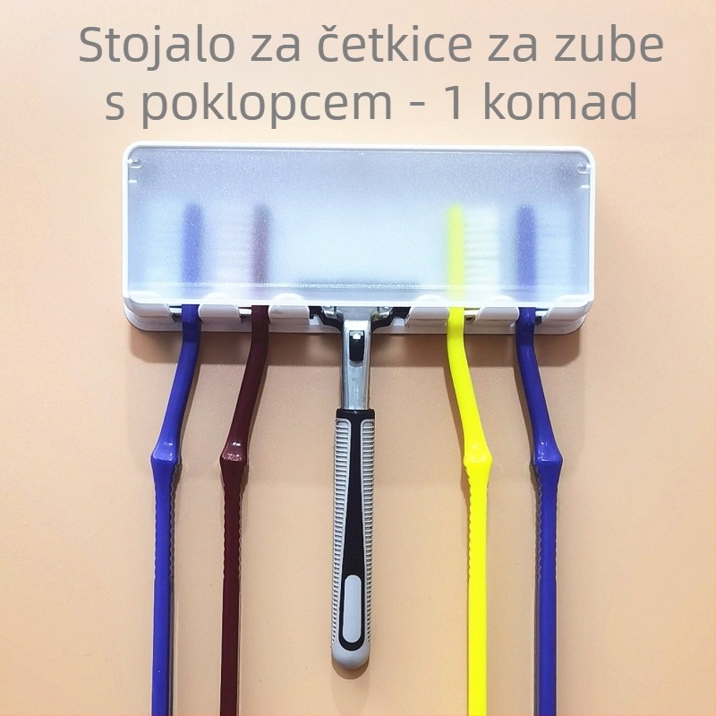 Držač za četkicu za zube s poklopcem, zidni bez bušenja, kupaonica, za djecu
