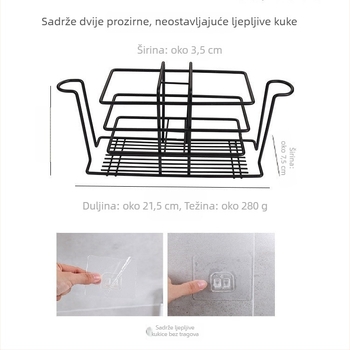 Držač za četkicu od kovanog željeza, zidni bez bušenja, držač čaše za ispiranje usta