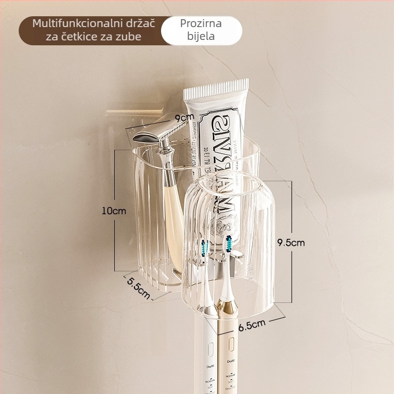 Držač četkica za zube na zidu – bez bušenja, plastični, elegantan set