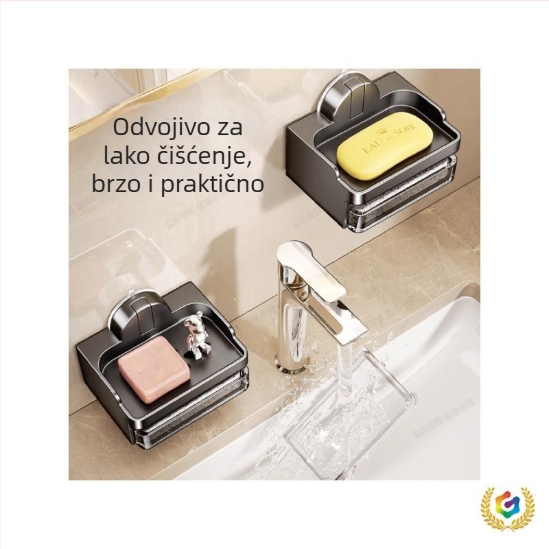 Zidni držač sapuna s odvodom vode, Space aluminij, prostor za pohranu