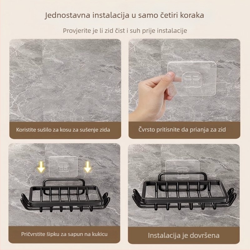 Nosač sapuna na zid - aluminijska legura, Yuetu, bez usisne čašice