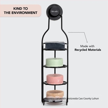 Zidni držač sapuna s četiri razine od nehrđajućeg čelika, s usisnim čašicama i poklopcem