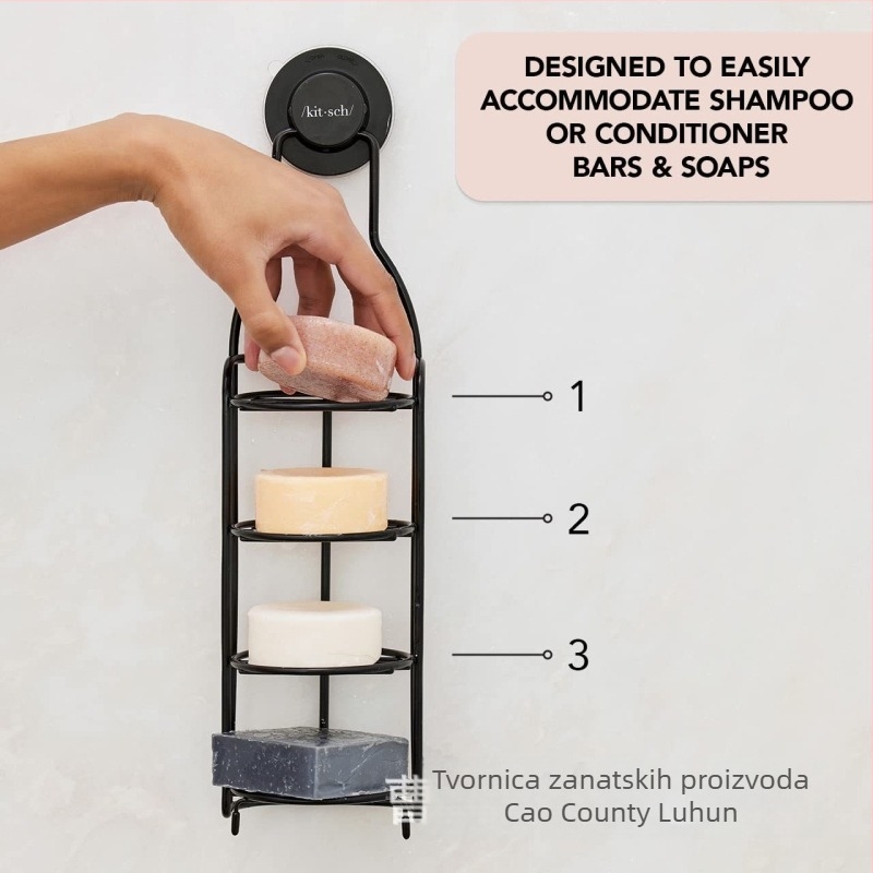 Zidni držač sapuna s četiri razine od nehrđajućeg čelika, s usisnim čašicama i poklopcem