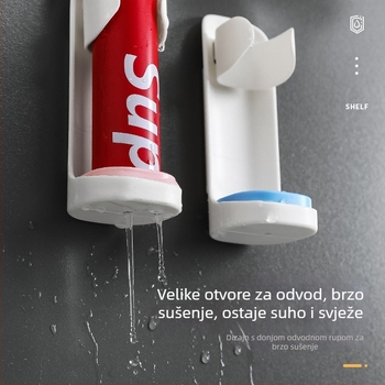 Držač električne četkice za zube - zidni bez bušenja, plastični, Jiakeli