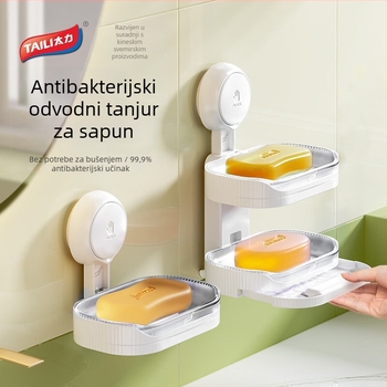 Dvostruki zidni sapun s ladicom i odvodnom pločom – ABS, antibakterijski, 48 komada