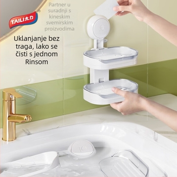 Dvostruki zidni sapun s ladicom i odvodnom pločom – ABS, antibakterijski, 48 komada