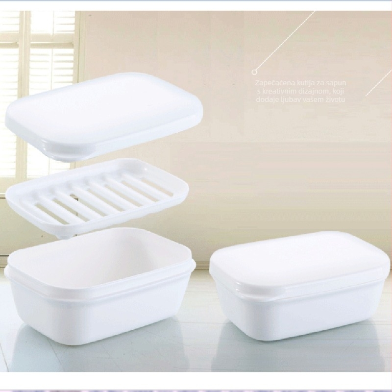 Likelai Kutija za Sapun za Putovanja, Kvadratna, Vodootporna i Zatvorena, Prijenosni PP Spremnik s Poklopcem, Otisak Loga