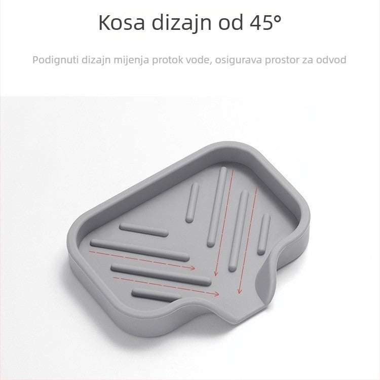 Silikonska posuda za sapun s drenazijskom podlogom za kupaonicu i kuhinju — bez poklopca, bez usisne čaše