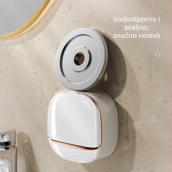 Zidna kutija za sapun s poklopcem i odvodom, PP materijal, bez bušenja, s usisnom kopčom