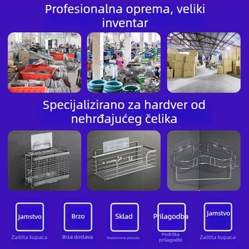 Zidni držač sapuna od 304 nehrđajućeg čelika s kukom, jednoslojni, s usisnom čašom