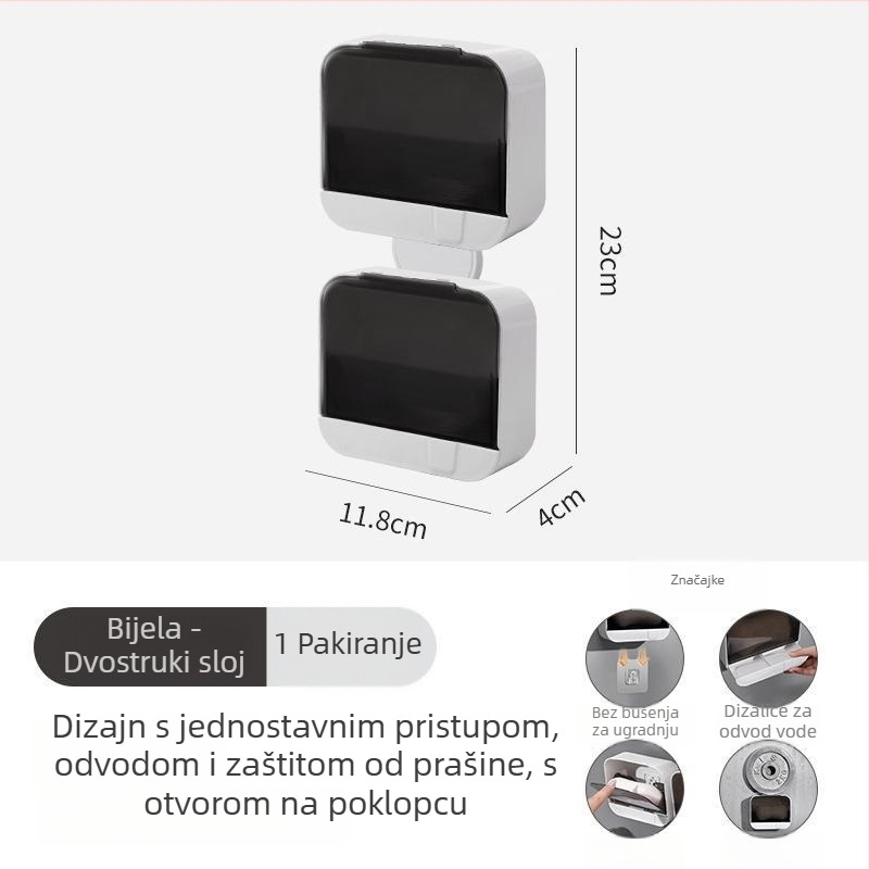 Siyang zidni držač sapuna s odvodom i poklopcem, montaža vakuumom, PP