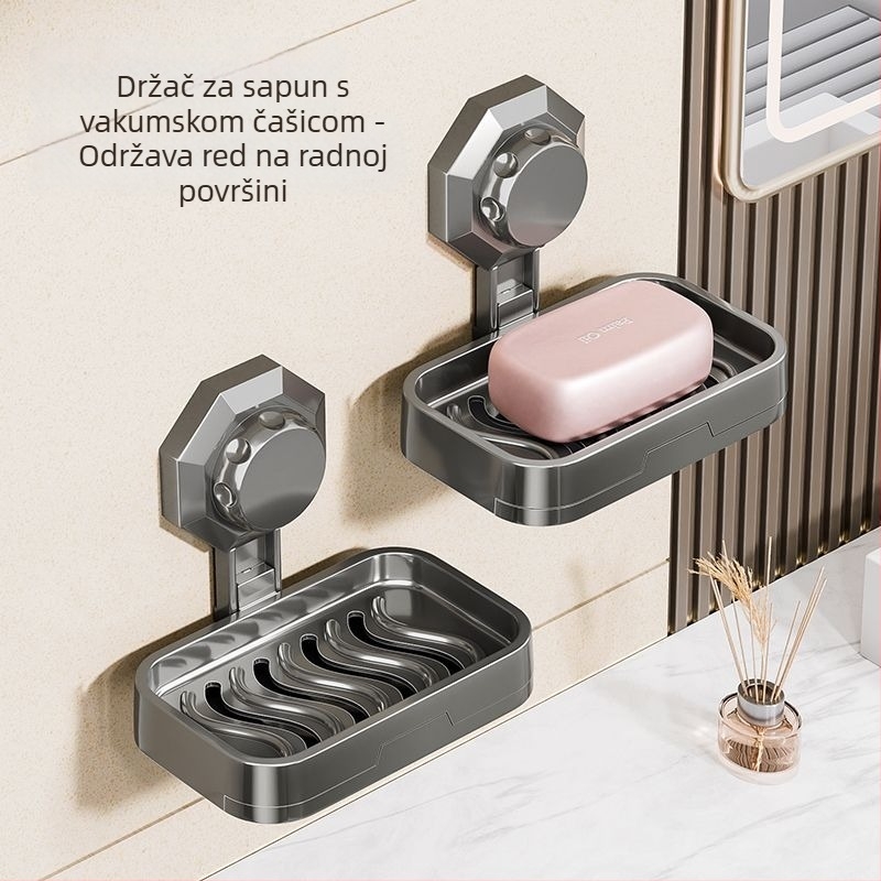 Zidni držač sapuna sa snažnim usisavanjem; plastičan; marka Easy to recognize hardware; pogodna za kupaonicu