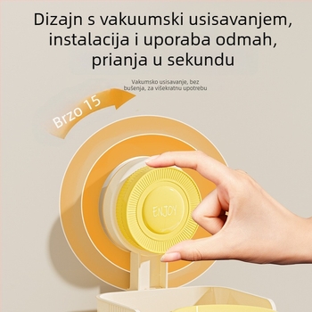 Zidni držač za četkicu i pastu za zube s usisnom kopčom, bez bušenja, od plastike, za četkice, pastu i čaše