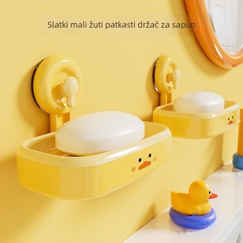 Plastična sapunica za zid s usisnim držačem, bez bušenja, kupaonica, s odvodom