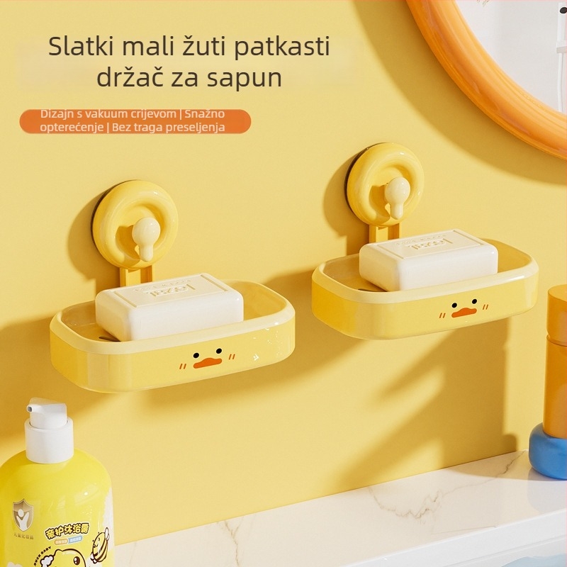 Plastična sapunica za zid s usisnim držačem, bez bušenja, kupaonica, s odvodom